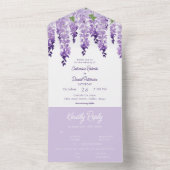 Waterverf Wisteria Paarse Lila Floral Wedding All In One Uitnodiging (Binnen)