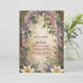 Waterverf Wisteria Paarse Lila Floral Wedding Kaart (Staand voorkant)