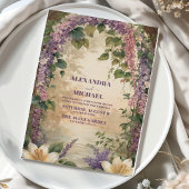 Waterverf Wisteria Paarse Lila Floral Wedding Kaart