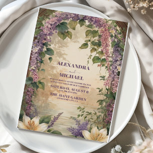 Waterverf Wisteria Paarse Lila Floral Wedding Kaart