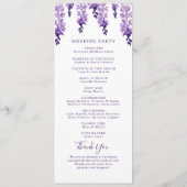 Waterverf Wisteria Paarse Lila Floral Wedding Programmakaart (Achterkant)