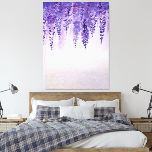 Waterverf Wisteria Print (Insitu (Slaapkamer))