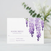 Waterverf Wisteria RSVP Kaartje (Staand voorkant)