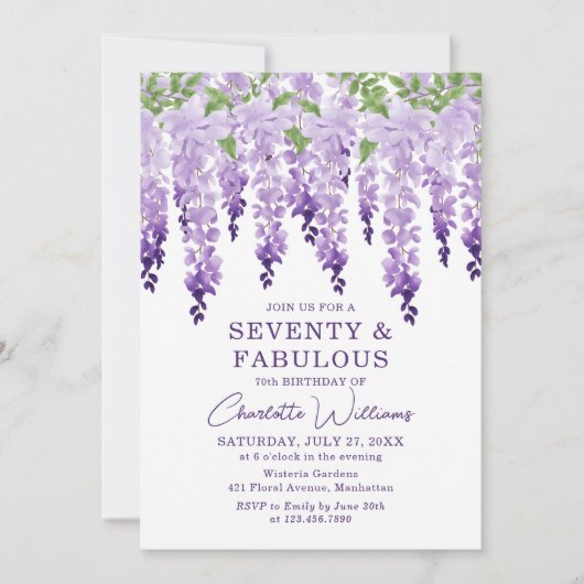 Waterverf Wisteria Seventy & Fabulous Floral Chic Kaart (Voorkant)