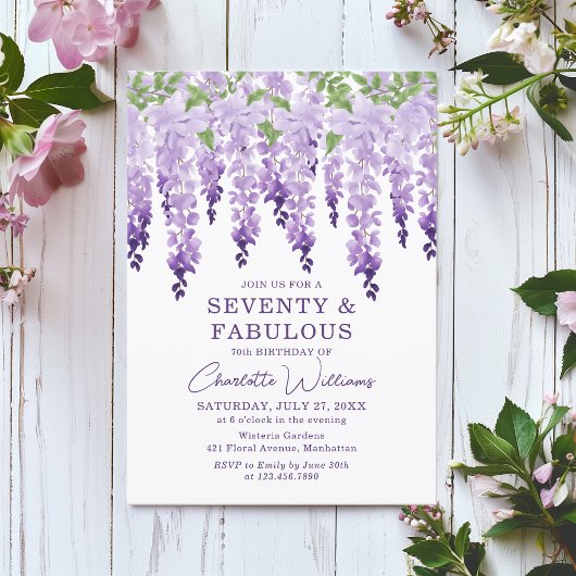 Waterverf Wisteria Seventy & Fabulous Floral Chic Kaart