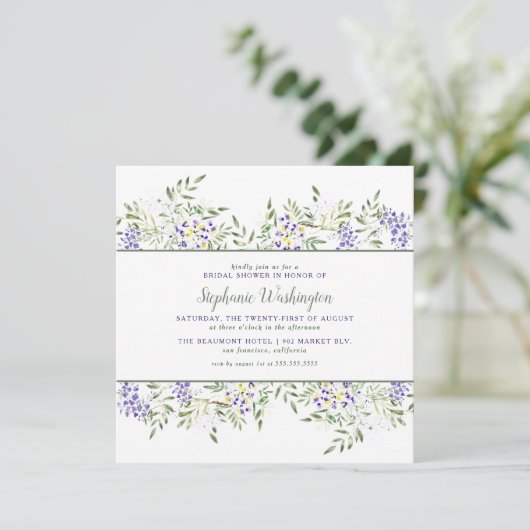 Waterverf Wisteria Vrijgezellenfeest Invite | Vier Kaart (Staand voorkant)