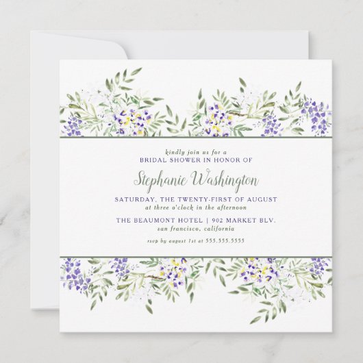 Waterverf Wisteria Vrijgezellenfeest Invite | Vier Kaart (Voorkant)
