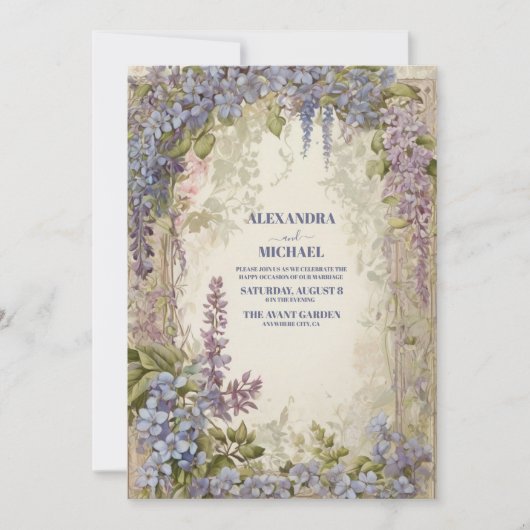 Waterverf Wisteria Wedding Kaart (Voorkant)