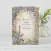 Waterverf Wisteria Wedding Kaart (Staand voorkant)
