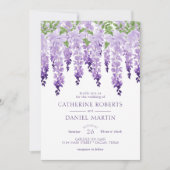 Waterverf Wisteria Wedding Kaart (Voorkant)