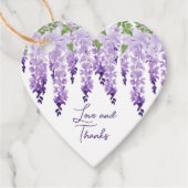 Waterverf Wisteria Wedding Love and Bedankt Script Bedankjes Labels (Voorkant)