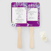 Waterverf Wisteria Wedding Programma Handwaaier (Voorkant en achterkant)