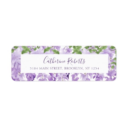 Waterverf Wisteria Wedding Return-adres Etiket (Voorkant)