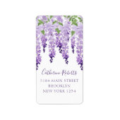 Waterverf Wisteria Wedding Return-adres Etiket (Voorkant)