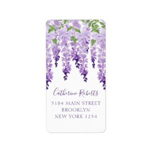 Waterverf Wisteria Wedding Return-adres Etiket