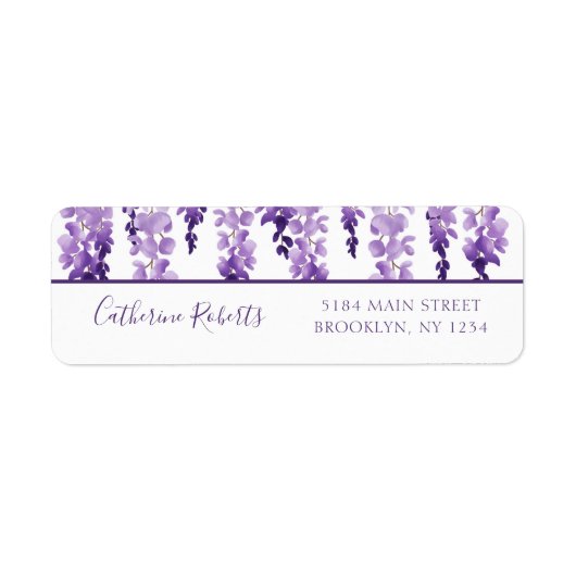 Waterverf Wisteria Wedding Return-adres Etiket (Voorkant)