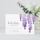 Waterverf Wisteria Wedding RSVP Kaartje (Staand voorkant)