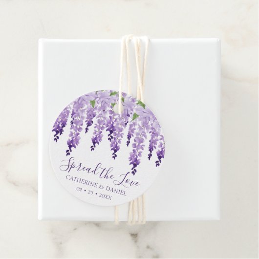 Waterverf Wisteria Wedding Spread The Love Script Bedankjes Labels (In situ)