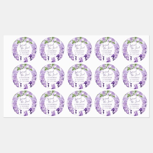 Waterverf Wisteria Wedding Spread The Love Script Labels (Vel)
