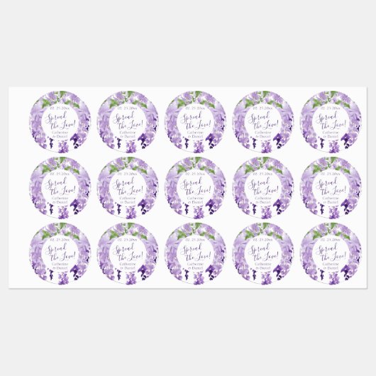 Waterverf Wisteria Wedding Spread The Love Script Labels (Vel)