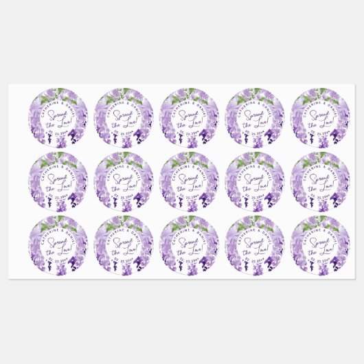 Waterverf Wisteria Wedding Spread The Love Script Labels (Vel)