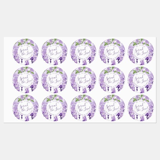 Waterverf Wisteria Wedding Spread The Love Script Labels (Vel)