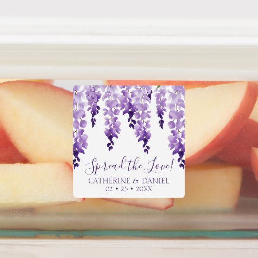 Waterverf Wisteria Wedding Spread The Love Script Labels (Aangebracht)