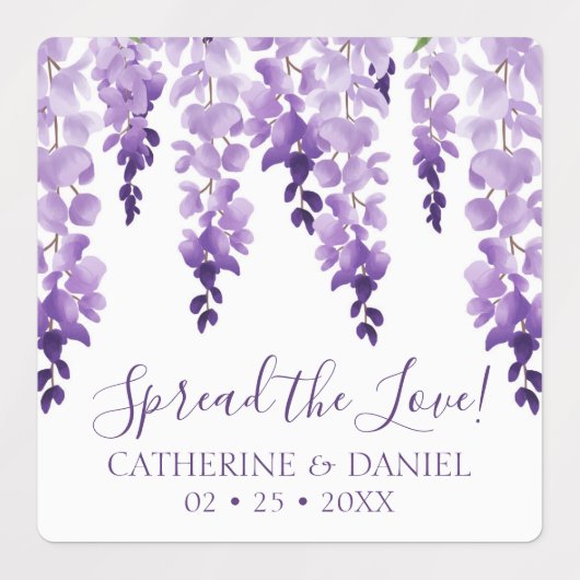 Waterverf Wisteria Wedding Spread The Love Script Labels (Design 1)