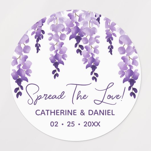 Waterverf Wisteria Wedding Spread The Love Script Labels (Design 1)