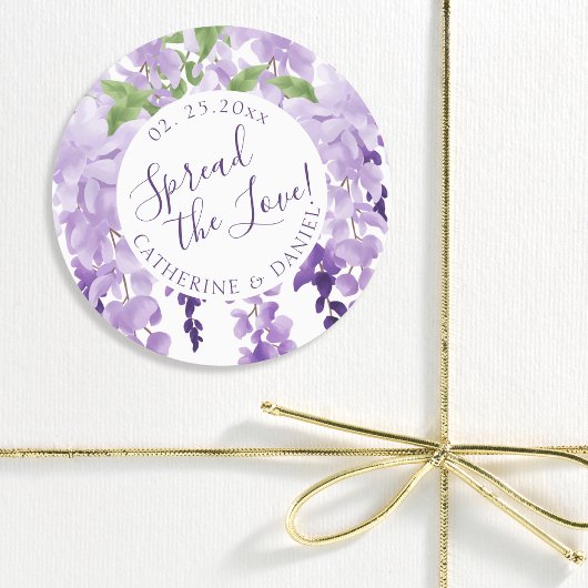 Waterverf Wisteria Wedding Spread The Love Script Labels