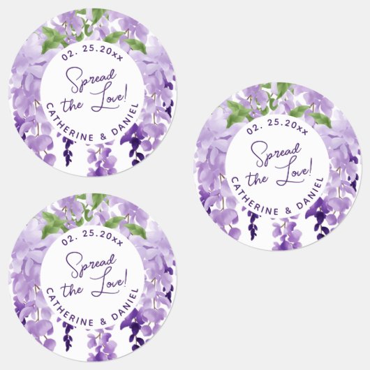 Waterverf Wisteria Wedding Spread The Love Script Labels (Groep)