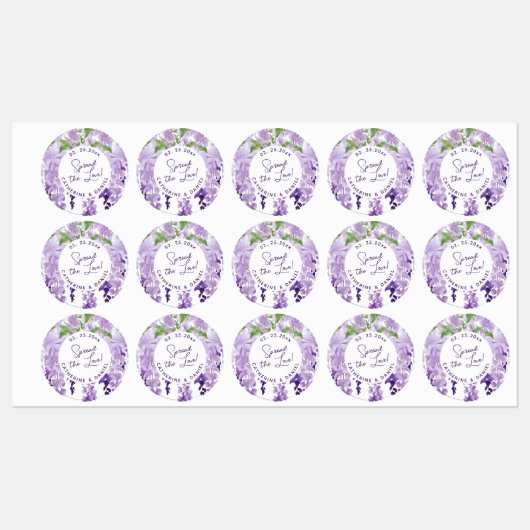 Waterverf Wisteria Wedding Spread The Love Script Labels (Vel)