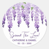 Waterverf Wisteria Wedding Spread The Love Script Ronde Sticker (Voorkant)