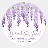 Waterverf Wisteria Wedding Spread The Love Script Ronde Sticker (Voorkant)