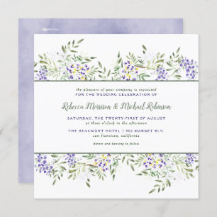 Waterverf Wisteria Wedding Uitnodiging   Vierkant