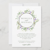 Waterverf Wisteria Wreath Wedding Uitnodiging (Voorkant)