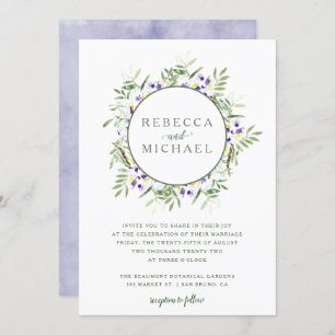 Waterverf Wisteria Wreath Wedding Uitnodiging