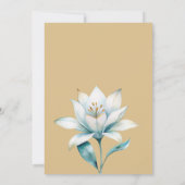Waterverf wit blauw goud lelie bloemenbruiloft kaart (Achterkant)