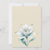 Waterverf wit blauwgroen gouden lelie bloemenbruil kaart (Achterkant)