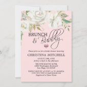 Waterverf Wit Bloemen Blush Roze Brunch & Bubbly Kaart (Voorkant)