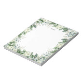 Waterverf Wit Bloemen Eucalyptus groen op maat Notitieblok (Linkerzijde)