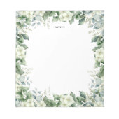 Waterverf Wit Bloemen Eucalyptus groen op maat Notitieblok (Voorkant)