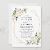 Waterverf Wit Bloemen Geo Lijst Foto Bruiloft Kaart (Voorkant)