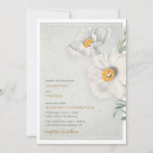 Waterverf  wit bloemen gouden bruiloft kaart (Voorkant)