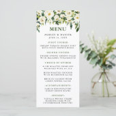 Waterverf Wit Bloemen Groen Bruiloft Menu (Staand voorkant)