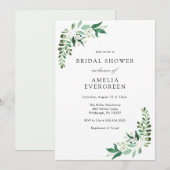 Waterverf Wit bloemenkleurig en groen Vrijgezellen Kaart (Voorkant / Achterkant)