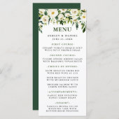 Waterverf Wit Bloemig Groene Huwelijksmenu Menu (Voorkant / Achterkant)