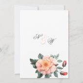 Waterverf wit blush roze groen bloemenbruiloft kaart (Achterkant)