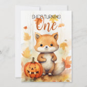 Waterverf Wit & Bruin Funny Fox 1e Verjaardag Kaart (Voorkant)