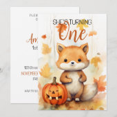 Waterverf Wit & Bruin Funny Fox 1e Verjaardag Kaart (Voorkant / Achterkant)